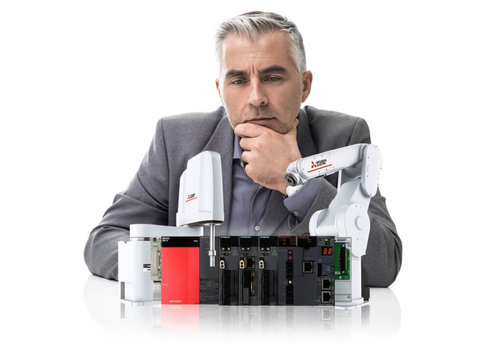 Man visualising robot and PLC concept - UK PLC image