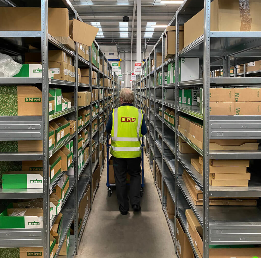 BPX Warehouse Isle showing lots of control and automation product stock sm image