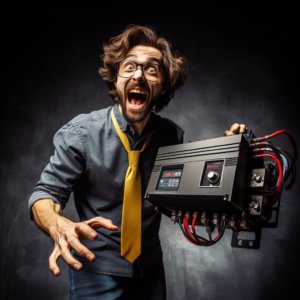 Crazy Male Engineer with Inverter image
