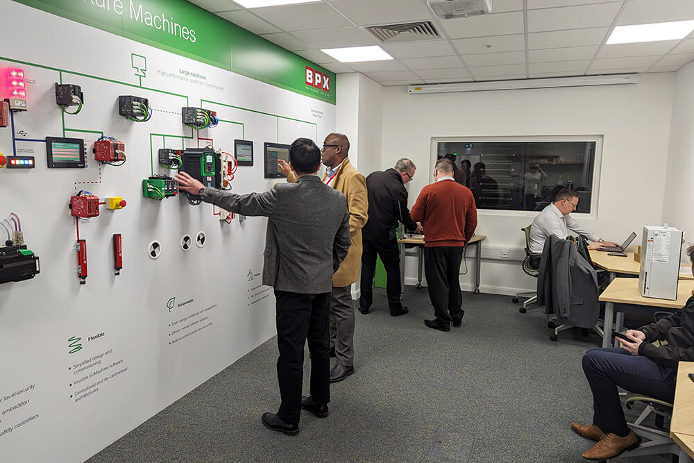 Attendees gaining an insight into Schneider Electric's latest technologies at the demo wall at BPX's Power Up event